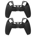 2X for PS5 Game Controller Silicone Protective Cover for PS5 Non-Slip Handle Cover(Black). 