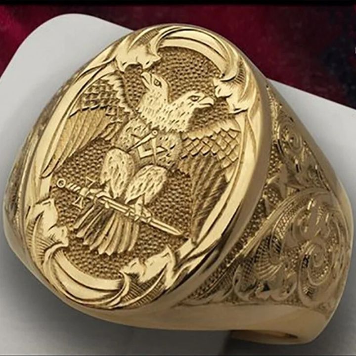 Unique Mens Jewelry Hand Carved Eagle Rings for Men Fashion Engagement Wedding Ring Party Banquet Ring Birthday Anniversary Gift