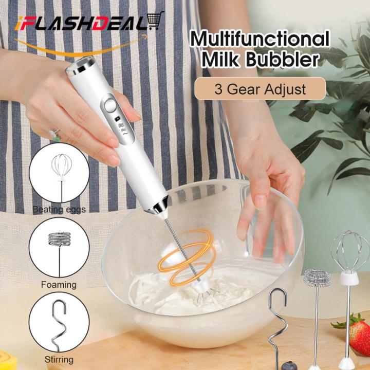 Milk Bubbler Household Hand-Held Electric Egg Beater Blender USB Rechargeable Foam Maker Kitchen Portable Mixer With Beating Head