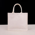 Reusable Jute Tote Bag Spacious Large Capacity Unisex Eco-friendly Handbag White And Black Portable Shoulder Bag for Grocery.