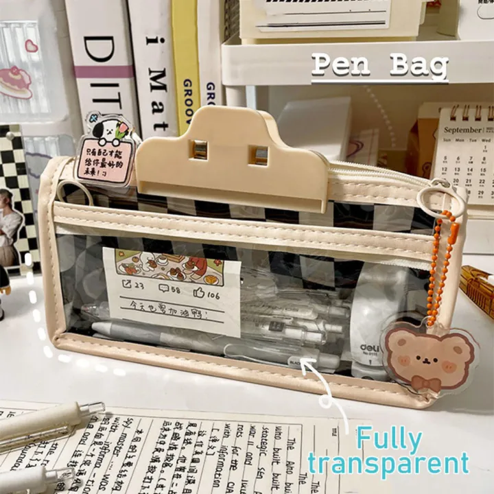 Clear%20Stationery%20Organizer%20Student%20Pencil%20Bag%20Pencil%20Bags%20For%20School%20Transparent%20Waterproof%20Storage%20Pouch%20Checkerboard%20Pattern%20Pencil%20Case%20-%20Image%205