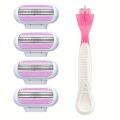 3-Layer Manual Razor With 4 Blades For Women, Classic Razor, Shaving, Replacement Refills, Skin Protection. 