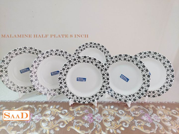 Sada%20Kalo%20Melamine%20Half%20Plate%206%20Pcs%20Set%20(8%20Inch).%20Flat%20Breakfast%20Half%20Plate,%20Dinner%20Deep%20Plate,%20Everyday%20Use%20Rice%20Dinner%20Plate.Dishwasher%20Save.Microwave%20oven%20save.%20-%20Image%202