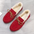 Gommino Female Winter Fleece-lined 2024 New Fur Shoes Female Outdoor Non-Slip One Pedal Loafer Snow Cotton Boots.