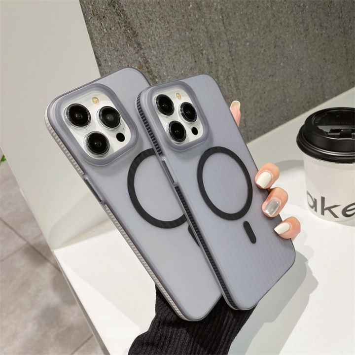 Semi-Permeable%20Corrugated%20Apple%2015%20Phone%20Case%20Ice%20Mist%20Magnetic%20Suction%20iphone14%20Sense%20of%20Simple%20Skin%2013promax%20Applicable%2012%20-%20Image%204