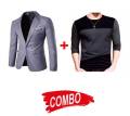 ASH SYNTHETIC CASUAL BLAZER  AND T- SHIRT COMBO FOR MEN. 