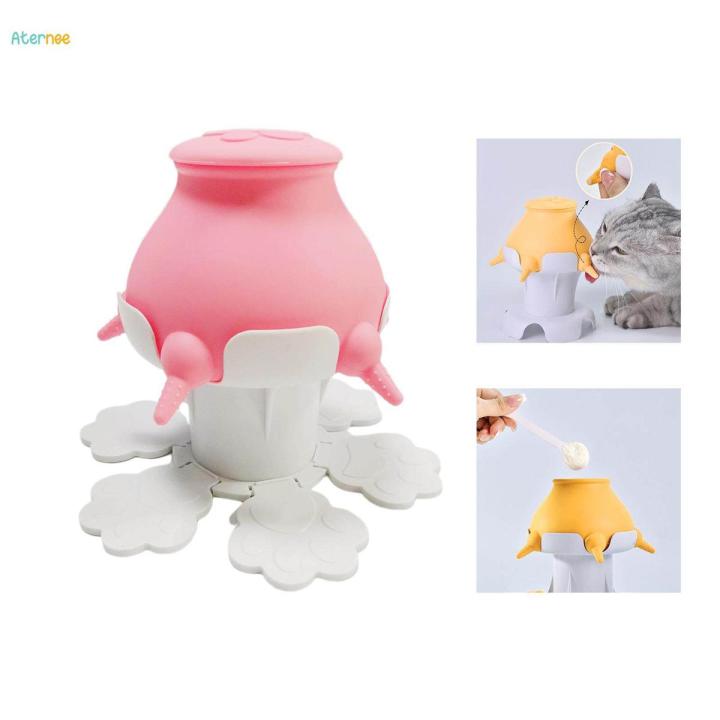 Pet Milk Bowl Pets Nursing Bottle Anti Choking 5 Nozzles Nursing Station Pink Folding Base
