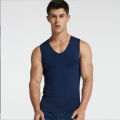 Men's Ice Silk Seamless Vest Summer Young Men Solid Color Stretch Sports Quick Dry Wide Shoulder Thin V-Neck Base Shirt. 