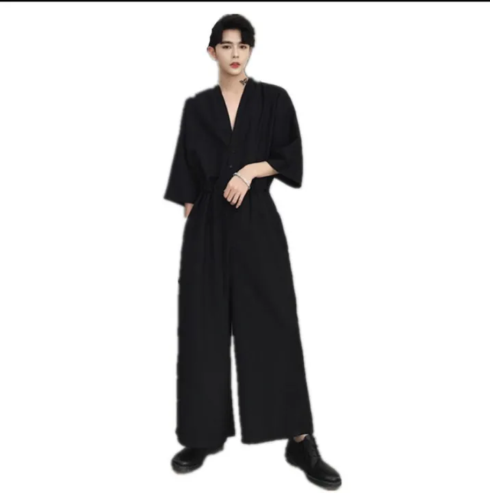 New%202021%20Men%20Casual%20Jumpsuit%20Overalls%20Male%20One%20Piece%20Long%20Sleeved%20Loose%20Jumpsuit%20Hair%20Stylist%20Youth%20Tooling%20Wide%20Leg%20Pants%20-%20Image%202