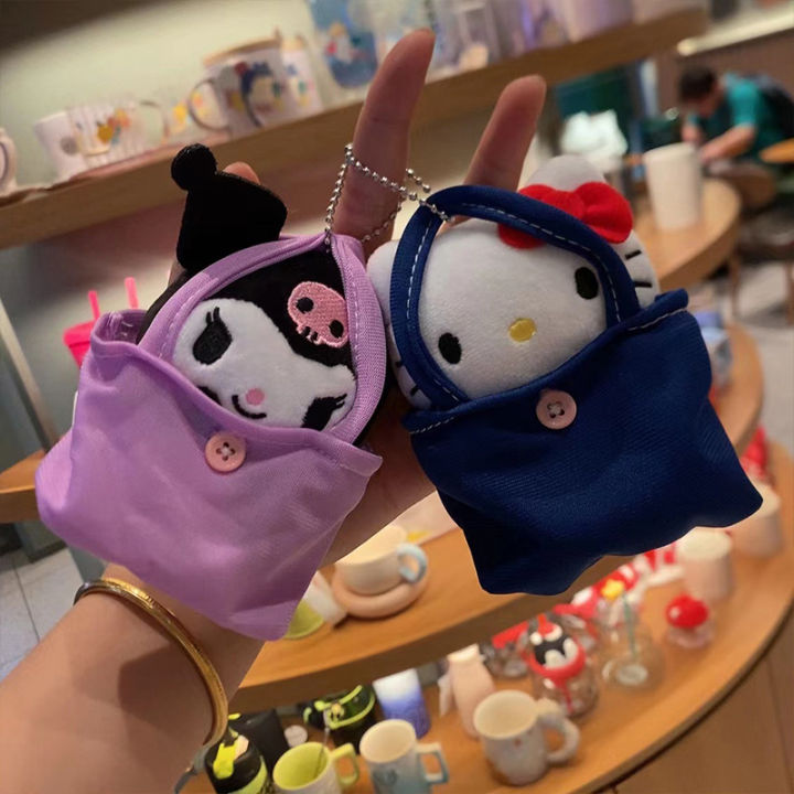 Schoolbag Sanrio Plush Stuffed Soft Doll Keychain Cartoon Hello Kitty Pendant Keychain Bag Decorative Backpack Girl Gift