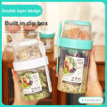 Hourser Double-layer portable Salad Cup with Fork multi-purpose fresh-keeping sub-packing box Weight Loss Salad Shaker Cup.