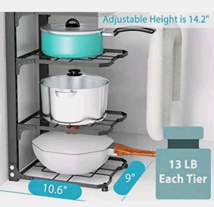 Kitchen Organization And Storage Pot Rack For Kitchen Organizer Adjustable Pots Shelves Countertop Under Sink Dishes