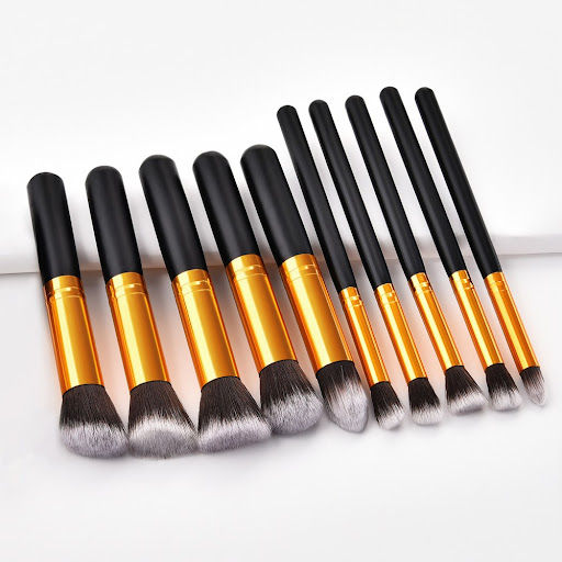 Kabuki Professional Brush Set (10 PCS) Foundation Powder Blush Concealer Contour Brushes - Perfect for Liquid, Cream or Mineral Products