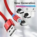 New Style Magnetic 3 in 1 Cable 3A Fast Charging Micro USB Cable Type C Magnet Charger.