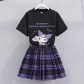 College Style T-shirt Short Summer New Girls JK Set Children's Clothing Fashionable Pleated Skirt.