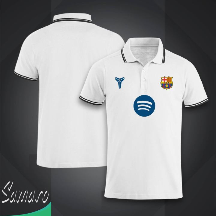 Barcelona Short Sleeve Collar Polo Football Jersey For Men - Half Sleeve Collar Polo Barcelona t shirt - Barcelona Fan Jersey