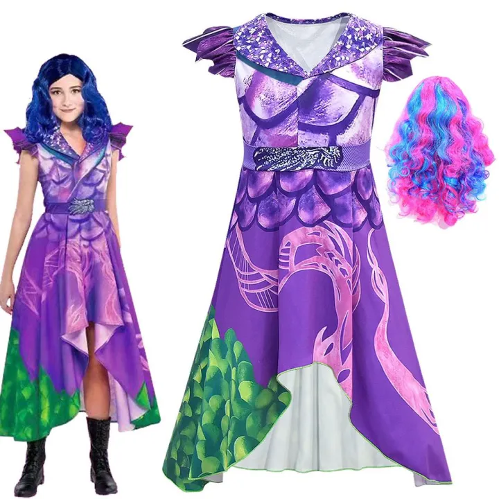 Audrey%20Evie%20Evil%20Mal%20Descendants%20Cosplay%20Costume%20Girls%20Birthday%20Party%20Halloween%20Costume%20And%20Wig%20For%20Kids%20Disguise%20Descendants%203%20-%20Image%205