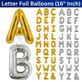 Letter Foil Balloon (16” Inch) | Golden & Silver Letter Foil Balloon for Birthday, Anniversary, Events and Party Decoration Items- (1 Pcs). 