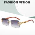 Rectangle Rimless Sunglasses Men Women Luxury Brand Designer Leopard Sun Glasses Driving Eyewear Shades UV400. 