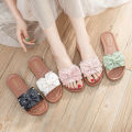 Slippers women's summer wear flat fashion bow slippers soft soles this year's new sweet non-slip sandals. 