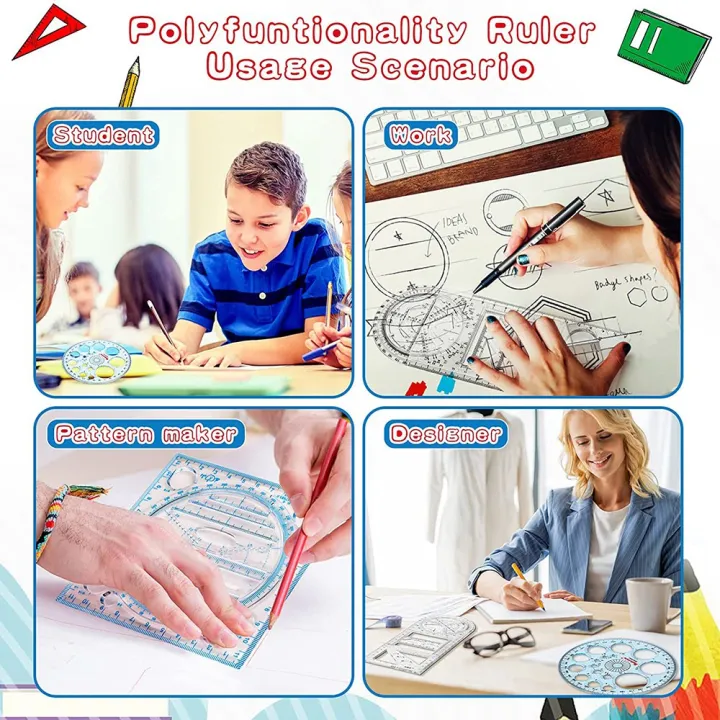 4Pcs%20Multifunctional%20Geometric%20Ruler%20Measuring%20Drawing%20Ruler%20Plastic%20-%20Image%204