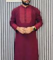 Men's Semi Long Embroidery Work New Panjabi For Men (Snap Button/ টিপ বুতাম).