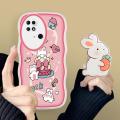 BILI for Redmi 10C Back Cover With Free Ring Holder Rabbit Holding Carrots Soft Transparent Colorful Wavy Phone Cases. 