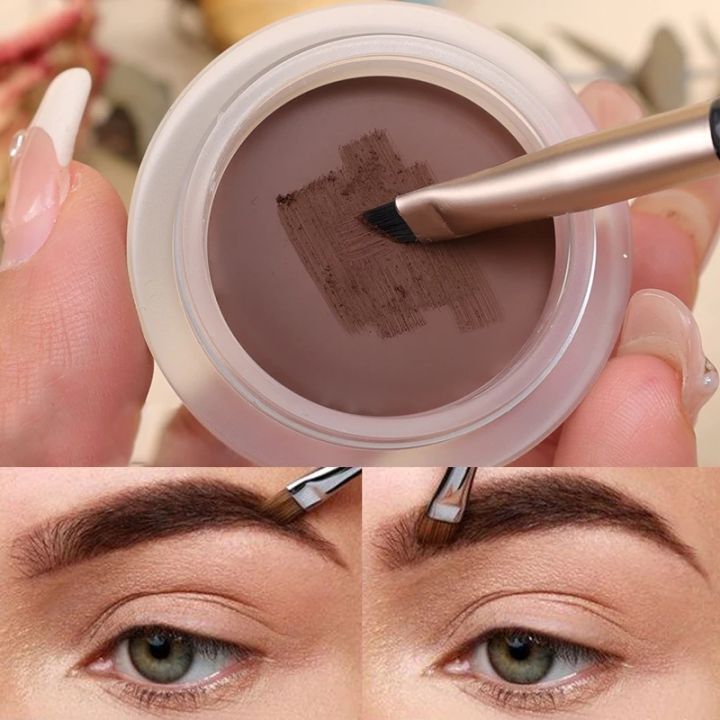 2 in 1 Black Brown Quick-drying Eyeliner Eyebrow Gel Cream with Brush Waterproof Lasting Smooth Not Blooming Eye Makeup Cosmetic