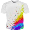 3D T-shirt splash color paint stains 3D printing short sleeve fashion white T-shirt summer jacket plus size XXS-6XL. 
