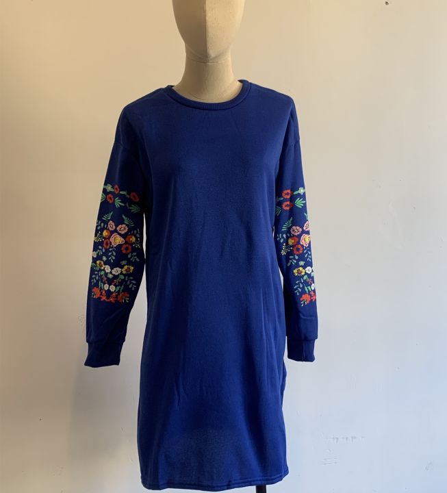 2022%20Autumn%20Fashion%20Women's%20Dress%20Casual%20Black%20O-neck%20Loose%20Print%20Elegant%20Sweatshirt%20Dress%20Female%20Winter%20Warm%20Ladies%20Clothes%20-%20Image%204