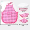 Chefs Apron Set - 4 Pieces Hat & Apron with Accessories - Pretend Play Kitchen Set. 