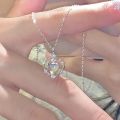 Opal Stone Heart Shaped Pendant Necklace Simple Moonstone Love Necklaces for Women Girls Fashion Light Luxury Pendant Necklace Party Wedding Jewelry Gift Qoddess.