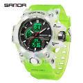 SANDA 6198 Fashionable Cool Night Light Dual Screen Multi functional Outdoor Sports Waterproof Men's Electronic Watch. 