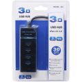 4 ports of high speed USB hub high-speed USB 3.0 SPLETER BLACK BLACK. 