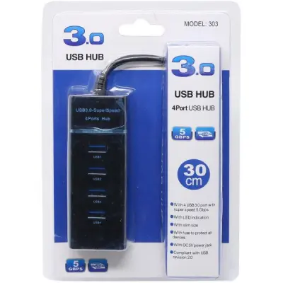 4 ports of high speed USB hub high-speed USB 3.0 SPLETER BLACK BLACK