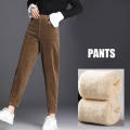 Thermal Fleece Winter Warm Jogging Bottoms Corduroy Women Pants.
