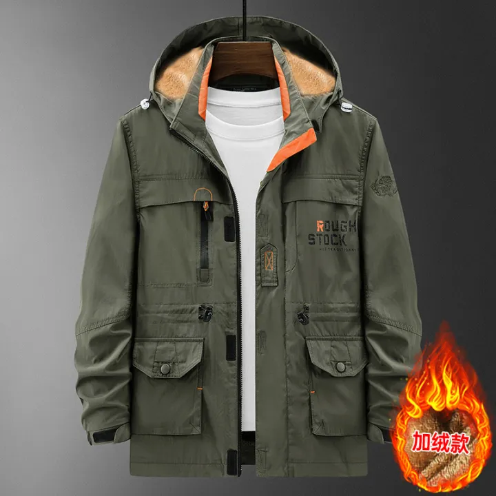 Autumn%20and%20Winter%20Cargo%20Pants%20Outdoor%20Leisure%20Jacket%20Men's%20Mid-Length%20Fleece-lined%20Multi-Pocket%20Hooded%20Jacket%20Men's%20Jacket%20-%20Image%203