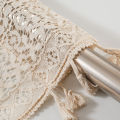 Kitchen Cafe Short Curtains Linen Hollow Boho Farmhouse Style Half Curtain For Cabinet Window. 