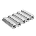 Threaded Rod Connector, 60mm Length 5 Pcs Hex Coupling Nut Sturdy 304 Stainless Steel Silver for Indoor Outdoor. 