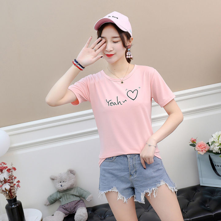 2019%20Short%20Sleeve%20T%20T-shirt%20Women's%20Pullover%20Student%20Wear%20Loose%207%20Color%203D%20Love%20Letter%20Fashion%20Summer%20Selected%20New%20Products%20-%20Image%203