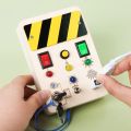 Wooden Busy Board with LED Light Montessori Toys for Toddler 1-3Y Baby Sensory Educational Travel Toggle Switch Toy Kids Gift.