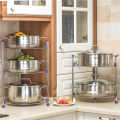 Kitchen Pot Rack Crock Pot Shelf Chrome-Plated 3 Tier Round Shelf Storage Tower Crock Pot Heat Insulation Pot Holder.
