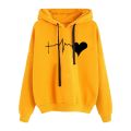 New Autumn Spring Sweatshirt Women Cartoon Heartbeat Printing Hoodie Long-sleeved Loose Vintage Sweater sudaderas para mujer. 