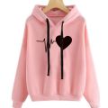 New Women Sweatshirt Hoody Ladies Hooded Heartbeat Printed Casual Pullovers Girls Long Sleeve Autumn Winter Clothes Plus Size. 