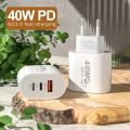 Universal Portable EU/US Plastic 40W USB-C Fast Charging Plug Premium Compatible Lightweight 3 Ports Travel Charger PD Power Adapter. 