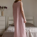 Women's Fashaionable Organic Cotton Dress Crepe Pink Sleeveless Extra Long Dress.