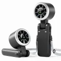 Popular Mini High-Speed Handheld Turbo Fan Smart Digital Display Wearable Personal Desk Neck Fan with Five Wind Speeds. 