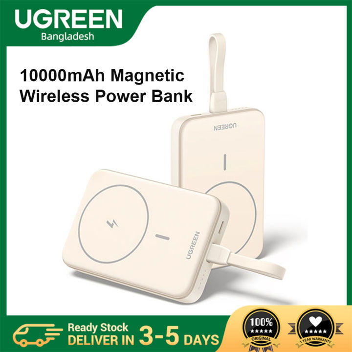 Ugreen PB760 (35341) 10000mAh Magnetic Wireless Power Bank -  Ugreen 10000mAh Magnetic Wireless Power Bank - Magnetic Built-in- C Cable - 20W Charging - Wide Compatibility