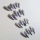 24pcs Blue Snake Pattern False Nails Cool Punk Style Wearable Long Coffin Ballet Artificial Nail Tip Press on Nail. 