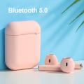 i12 TWS Bluetooth 5.0 Earbuds, True Wireless Bluetooth Earphones headset Auto Connection, Touch Control & Wireless charging Headset with Charging Case & Cable. 